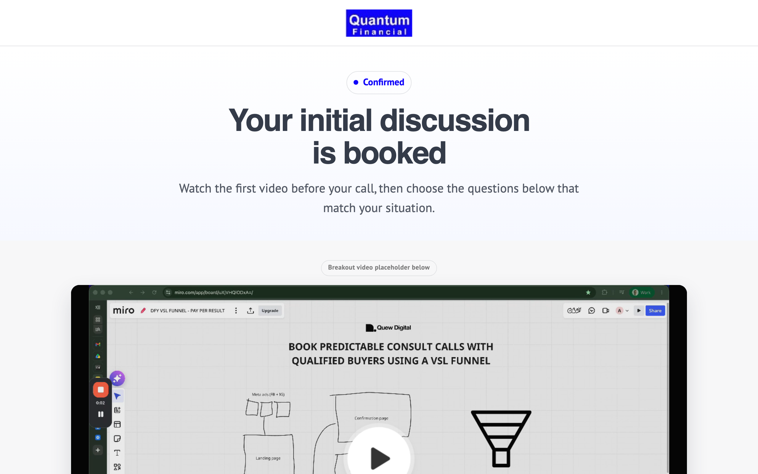 Confirmation page preview
