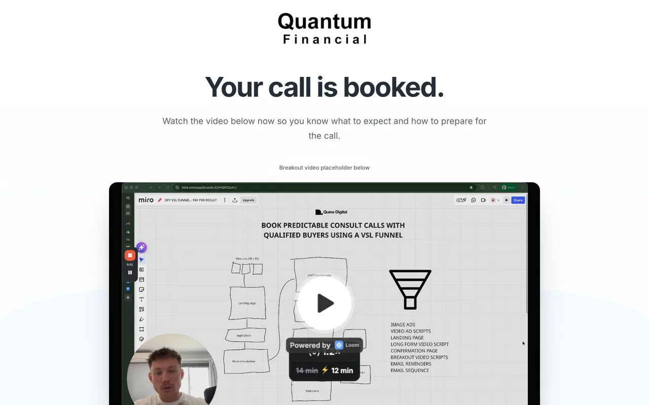 Confirmation page preview